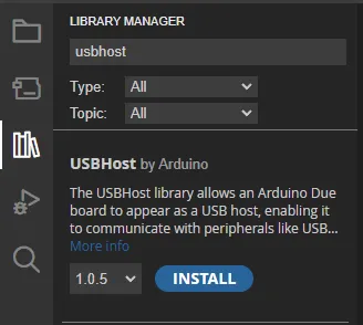 Library installation in the Arduino IDE v2