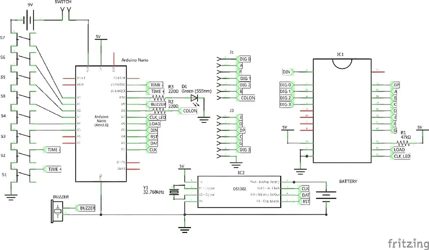 Arduino Clock schematic