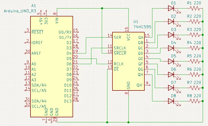 74HC595 schematic