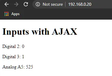 AJAX web server page in browser