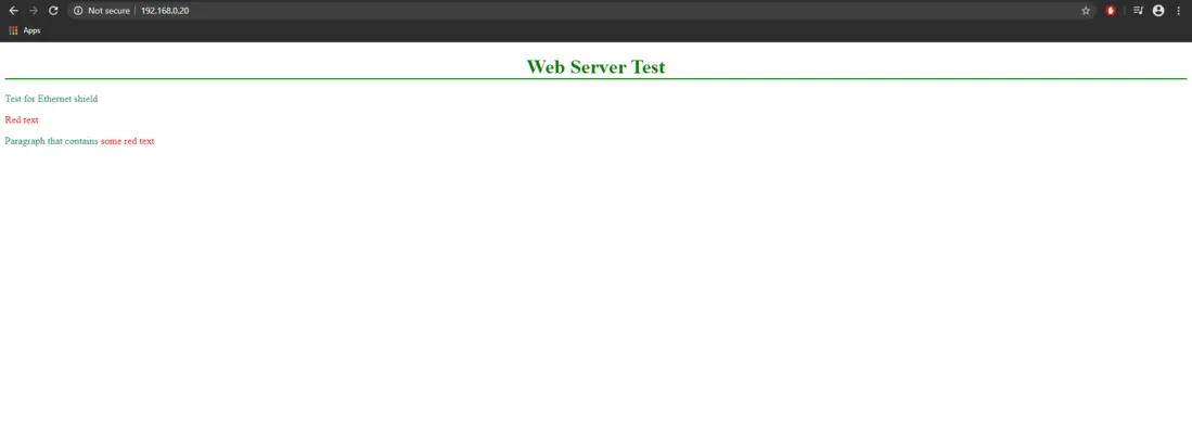 CSS web server page in browser
